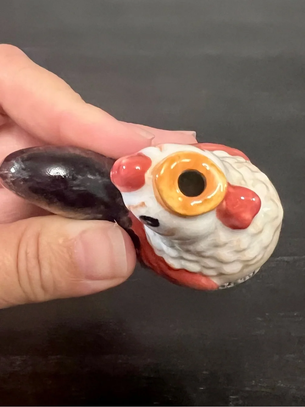 VTG Ceramic Rooster Pie Bird Vent Funnel Hand Painted Folk Art 4.25” Farmhouse